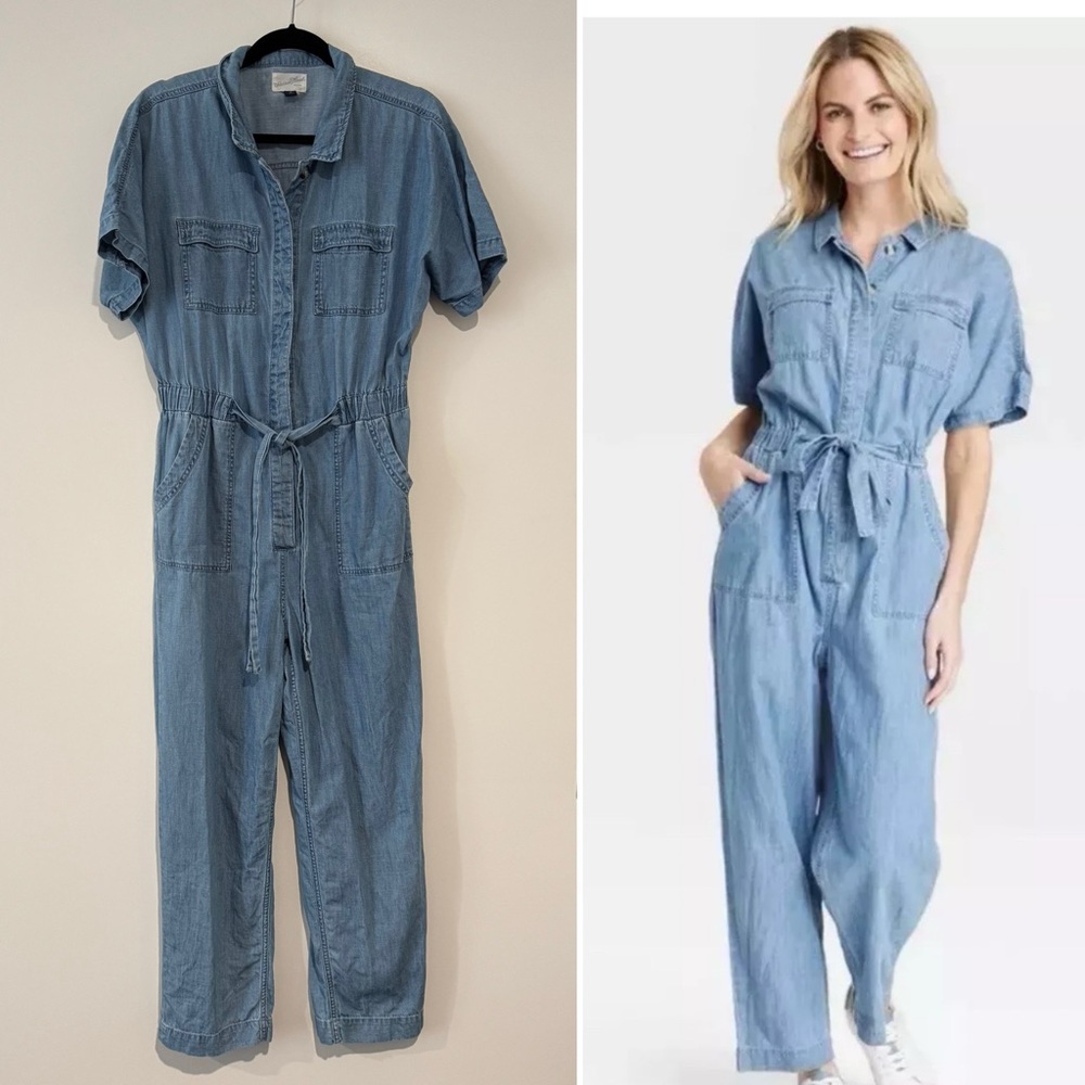 UNIVERSAL THREAD✨ jumpsuit short sleeve denim lightweight pantsuit jeans | sz 10